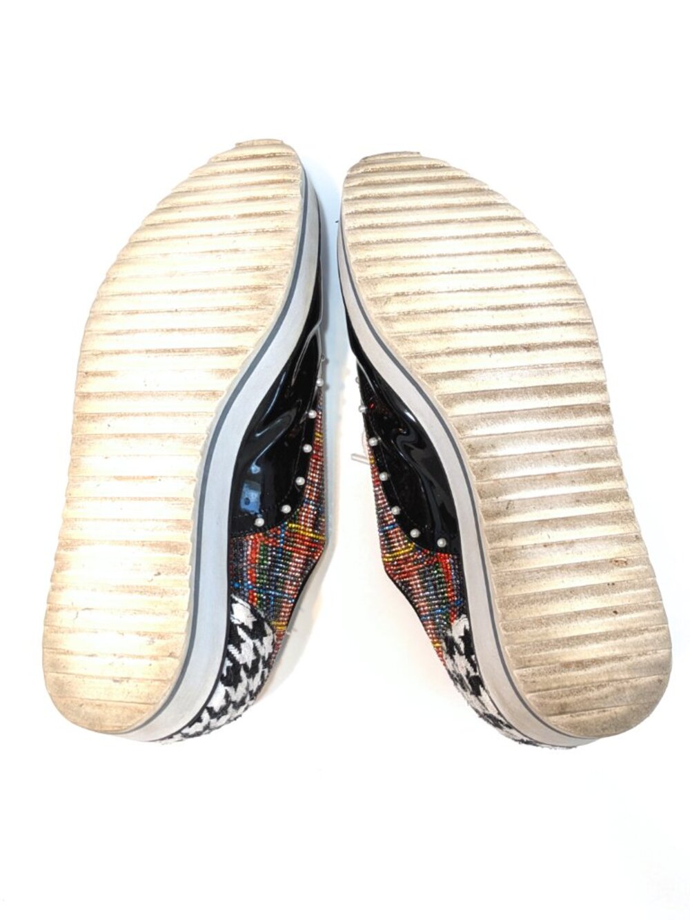 Betsey Johnson Multicolor Beaded Black Patent Platform Oxfords - Picture 6 of 7